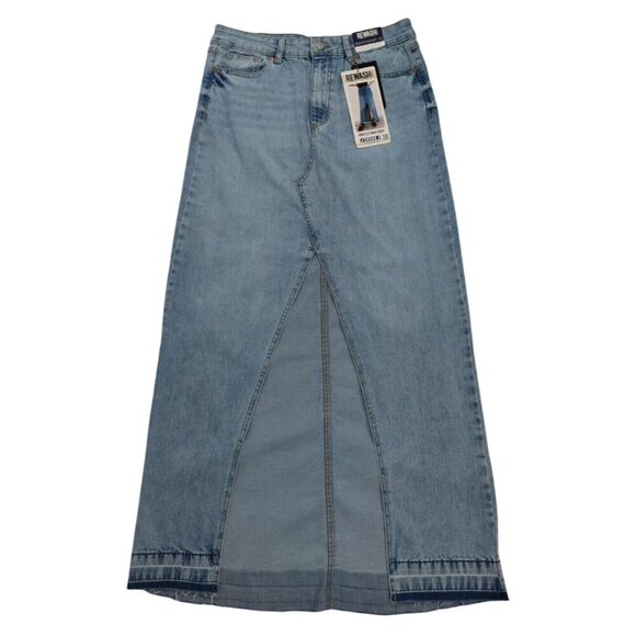 Vintage-Inspired Rewash High-Waist Maxi Skirt With Front Slit & Frayed Hem S. 11 - Picture 1 of 8